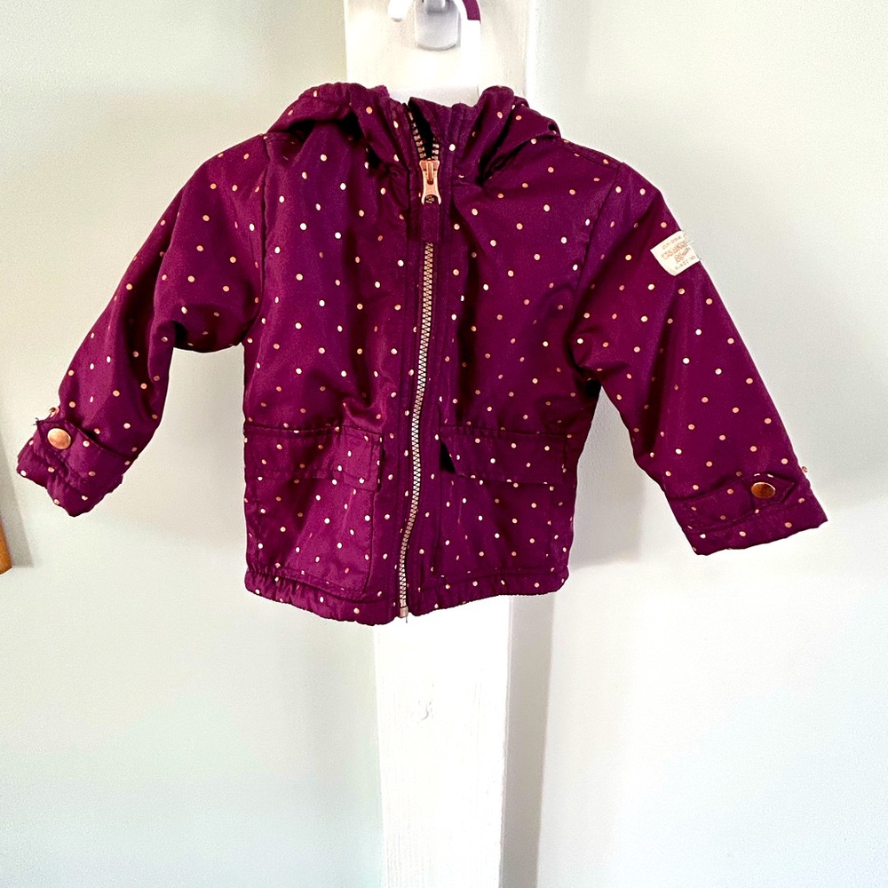 Carters baby girls size 18m heart fleece-lined midweight jacket. Burgundy.